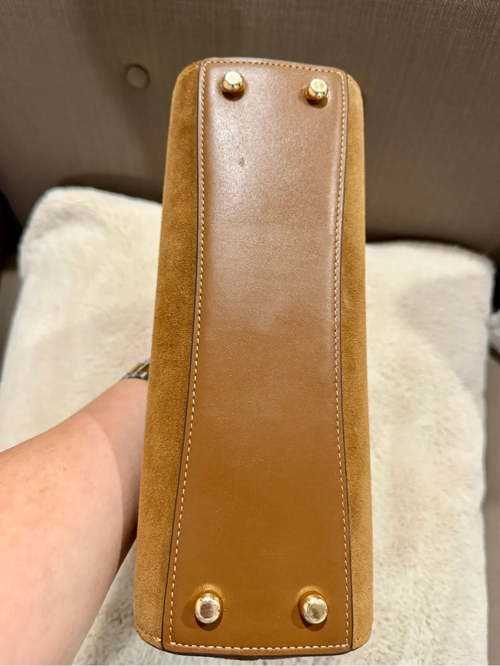 Coach Eliza Tan Suede Top-Handle Satchel